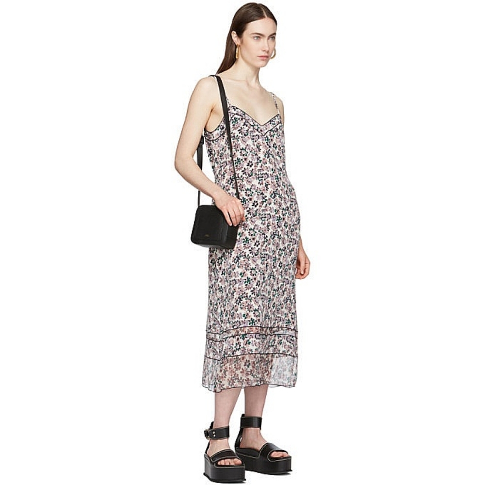 Rag & Bone Women's Sizs M Ilona Ivory/multi Floral Print Midi Silk Slip Dress - Picture 8 of 8